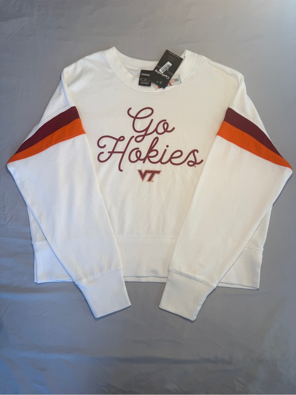 NWT! Virginia Tech University Hokies Crop Top Sweatshirt Size M White